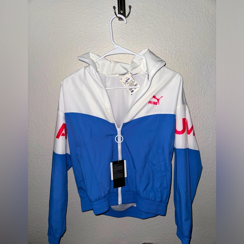 Puma XTG Women’s Color-Block Sporty Jacket, Size XS - White, Blue, and Pink